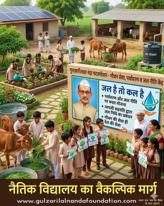 नैतिक विद्यालय का वैकल्पिक मार्ग — गौधन सेवा, पर्यावरण व जल नीति केंद्र: जल है तो कल है