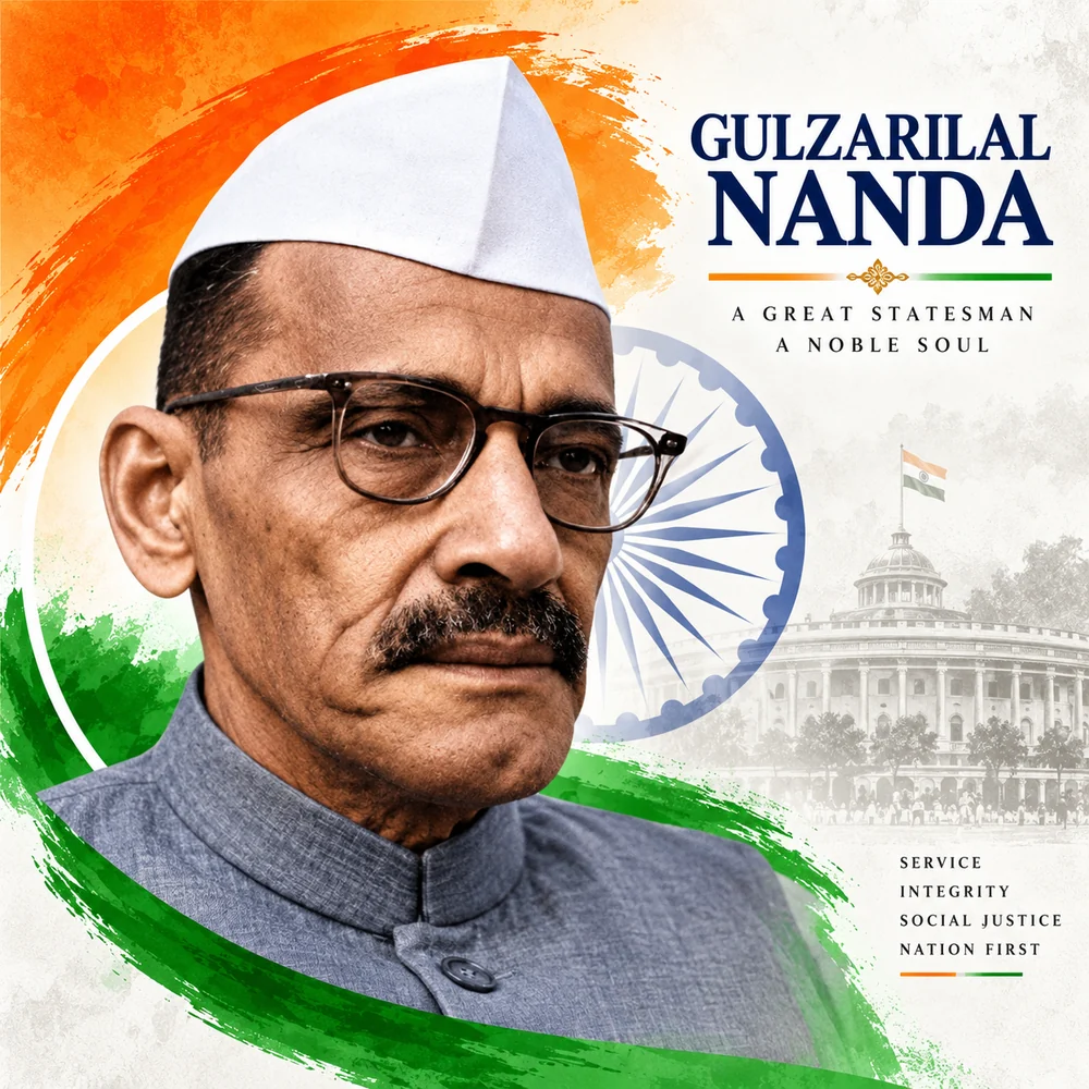GULZARILAL NANDA — A Great Statesman, A Noble Soul: Poster of Bharat Ratna Gulzarilal Nanda